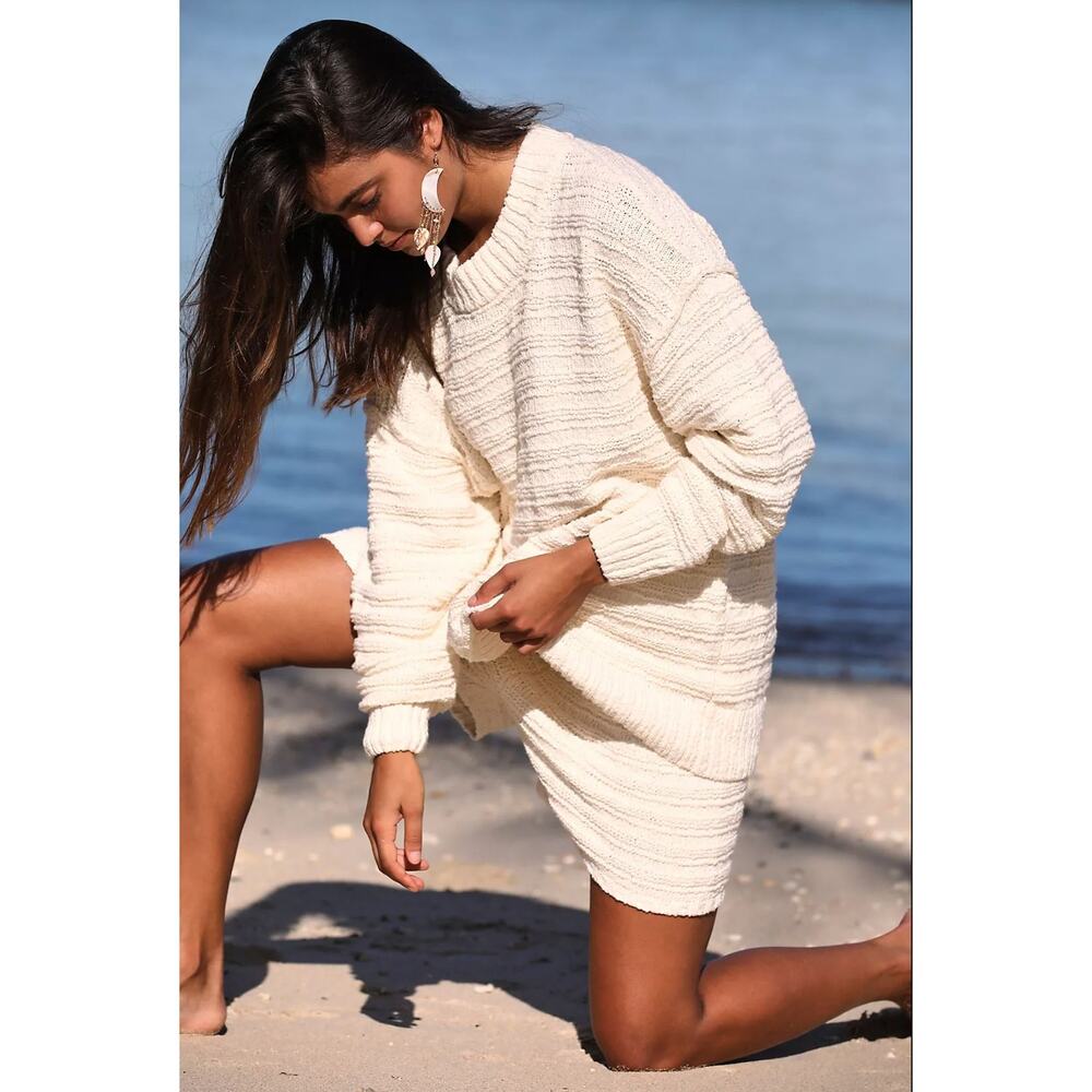 Free People FP Beach Malibu Boo Shorts XS White Knit 100% Cotton Comfy - Picture 2 of 7